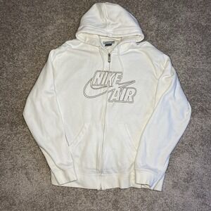 Vintage Y2K Nike Air Zip Up Jacket Mens L Large Embroidered White Brown Gray Tag